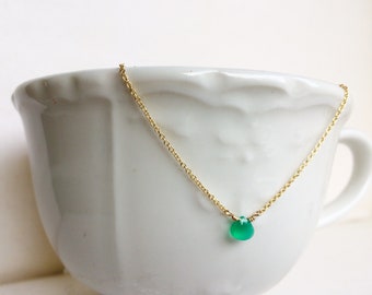 Tiny Faceted Green Onyx Gemstone Necklace, 14k rose gold filled, 14k gold filled or sterling silver,  *Free US Shipping*