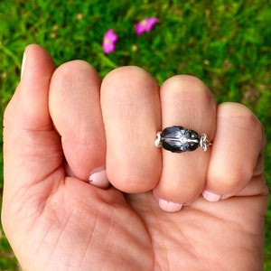 Silver Midnight Swarovski Crystal Scarab 14k Gold filled, 14K Pink Goldfilled or Sterling Silver ring, *Free US shipping*