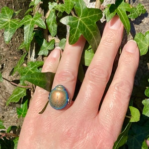 Blue Preciosa Czech Glass Scarab ring & 14k gold filled, 14k rose gold filled or sterling silver, *Free US shipping*
