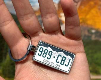 Llavero personalizado con matrícula de Colorado: llavero con etiqueta de coche personalizada