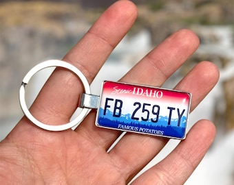 Llavero personalizado con matrícula de Idaho: llavero con etiqueta de coche personalizada