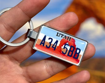 Llavero personalizado con matrícula de Utah: llavero con etiqueta de coche personalizada