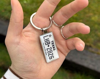 Llavero personalizado con matrícula de Texas: llavero con placa de coche personalizada