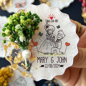 Hochzeitsmagnet Geschenke für Gäste, Hochzeitsandenken, Dankeschön, Save the date Epoxy Magnet, Verlobungsfeiergeschenk, Rustikal