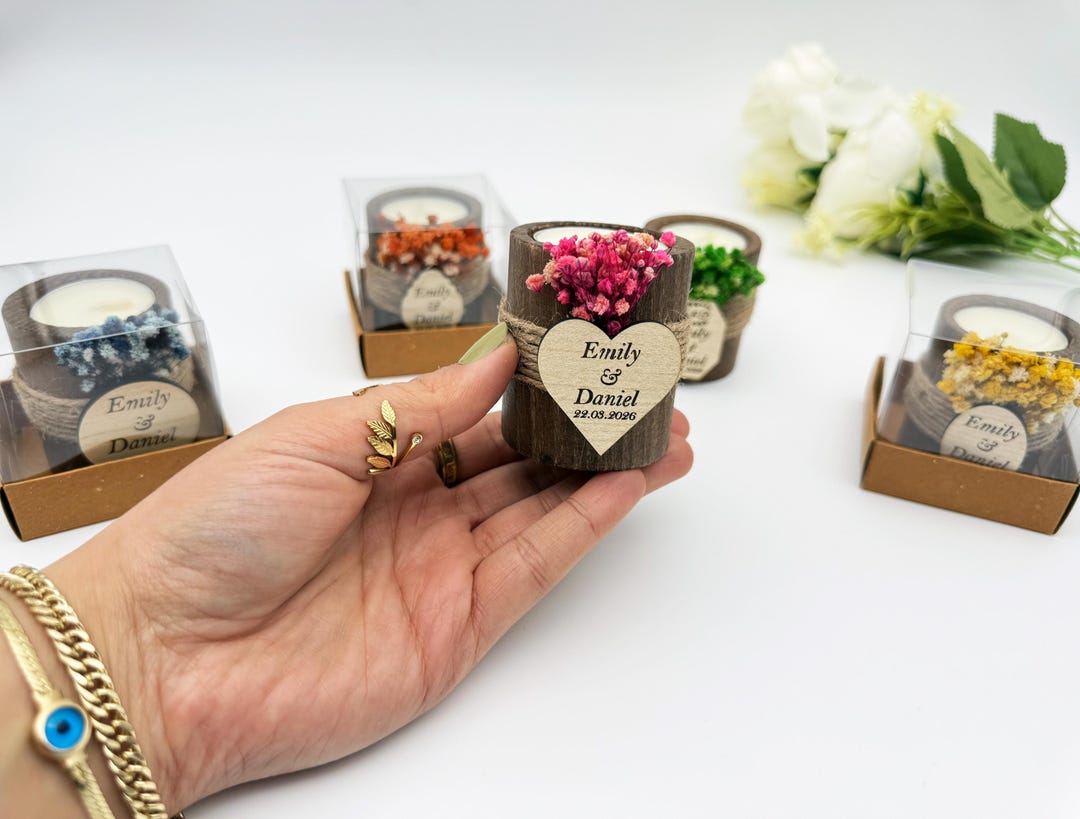 Personalized Wedding Favors for Guests in Bulk: Rustic Wooden Candle ...