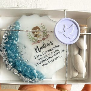 Recuerdo de Bautizo Personalizado: Imán de Resina para Nevera con Almendras, Recuerdo para Comunión, Bautizo, Confirmación, Dedicación, Regalo