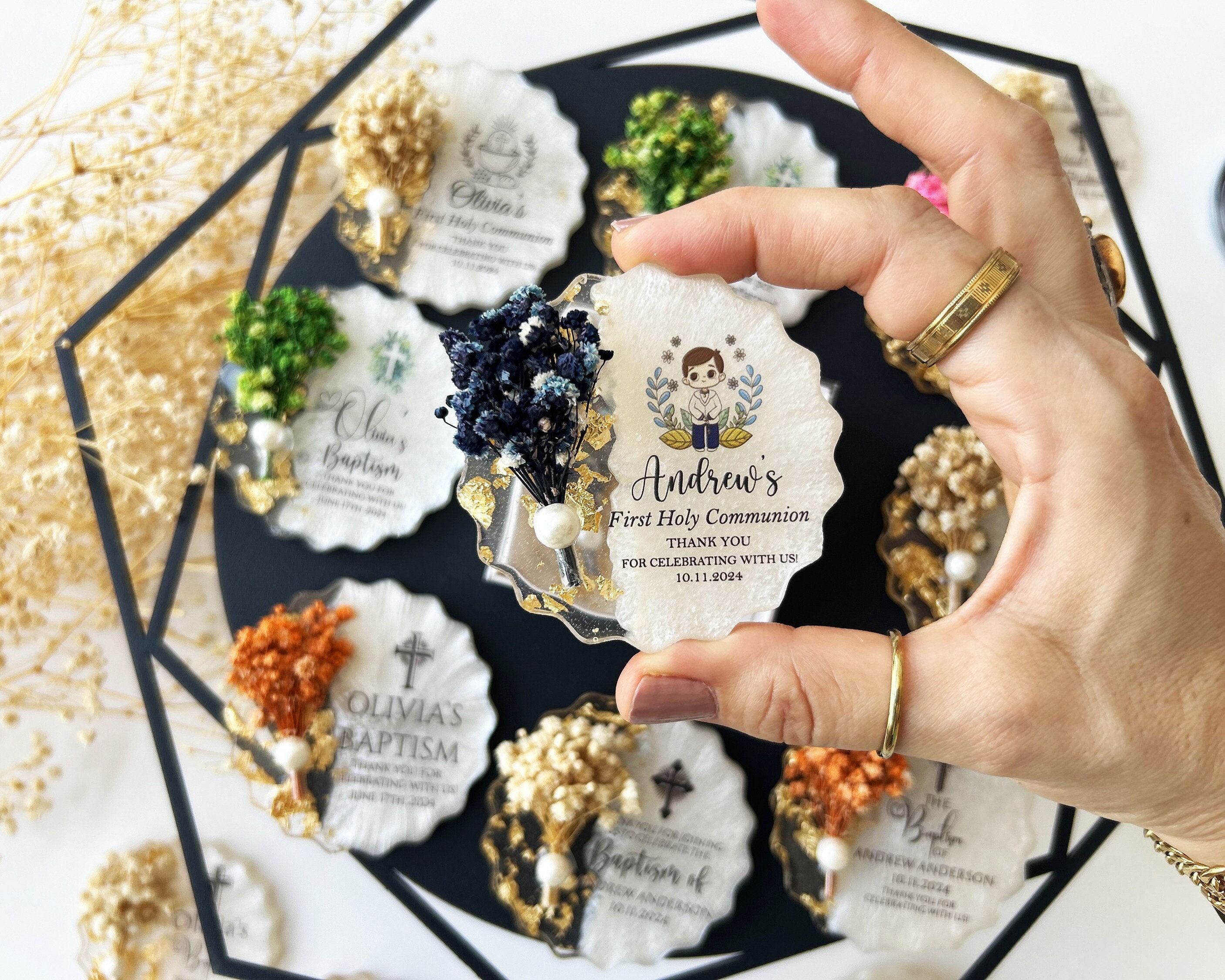 First Holy Communion favor, Communion gift, Baptism gift, Keepsake for baptism, Christening favors, Confirmation, Dedication, Fridge magnet
