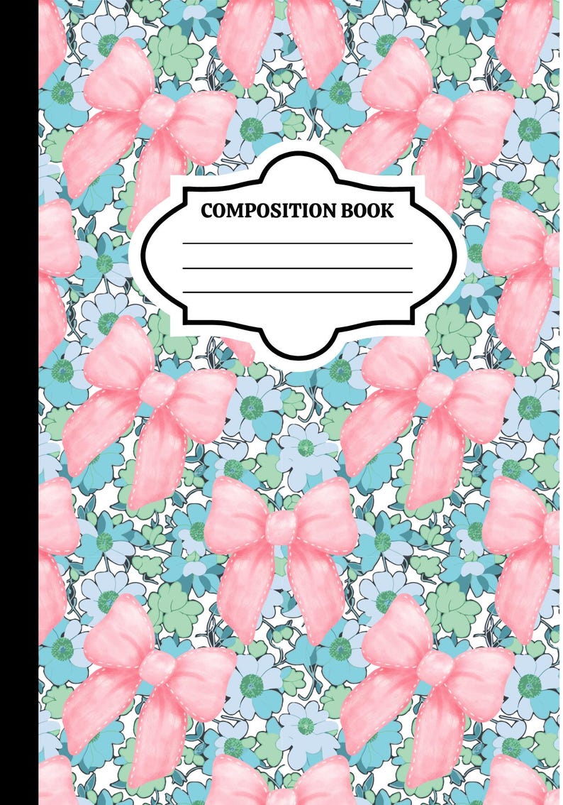 Bow Composition Notebook Cover | Printable School Journal (digital ...
