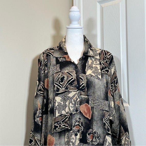 Cherry Creek Button Down Patterned Top size XL - image 4
