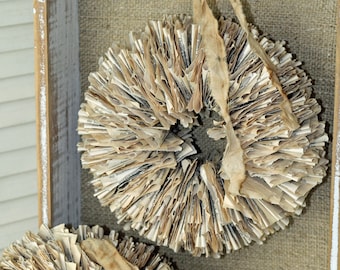 Bookpage Wreath 10" Handmade from Vintage Torn and Tattered Book Pages