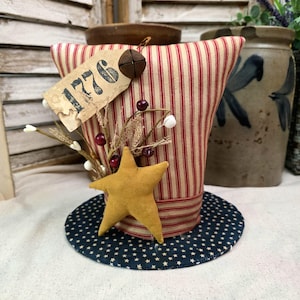 Handmade Uncle Sam Hat - Primitive \ Patriotic Americana Folk Art- Stars and Stripes – Handmade 4th of July Decor - 141928