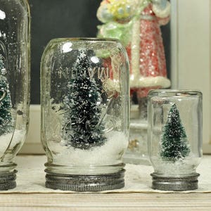 3 Ball Mason Jar Dry Snow Globe Bottlebrush Tree - Etsy