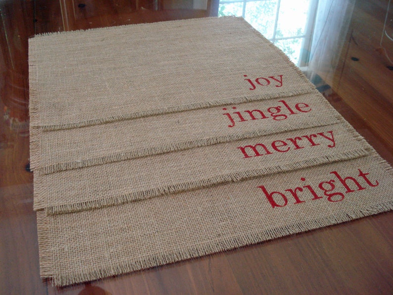 Christmas Placemats Burlap Placemats 4 Reversible Placemats Etsy