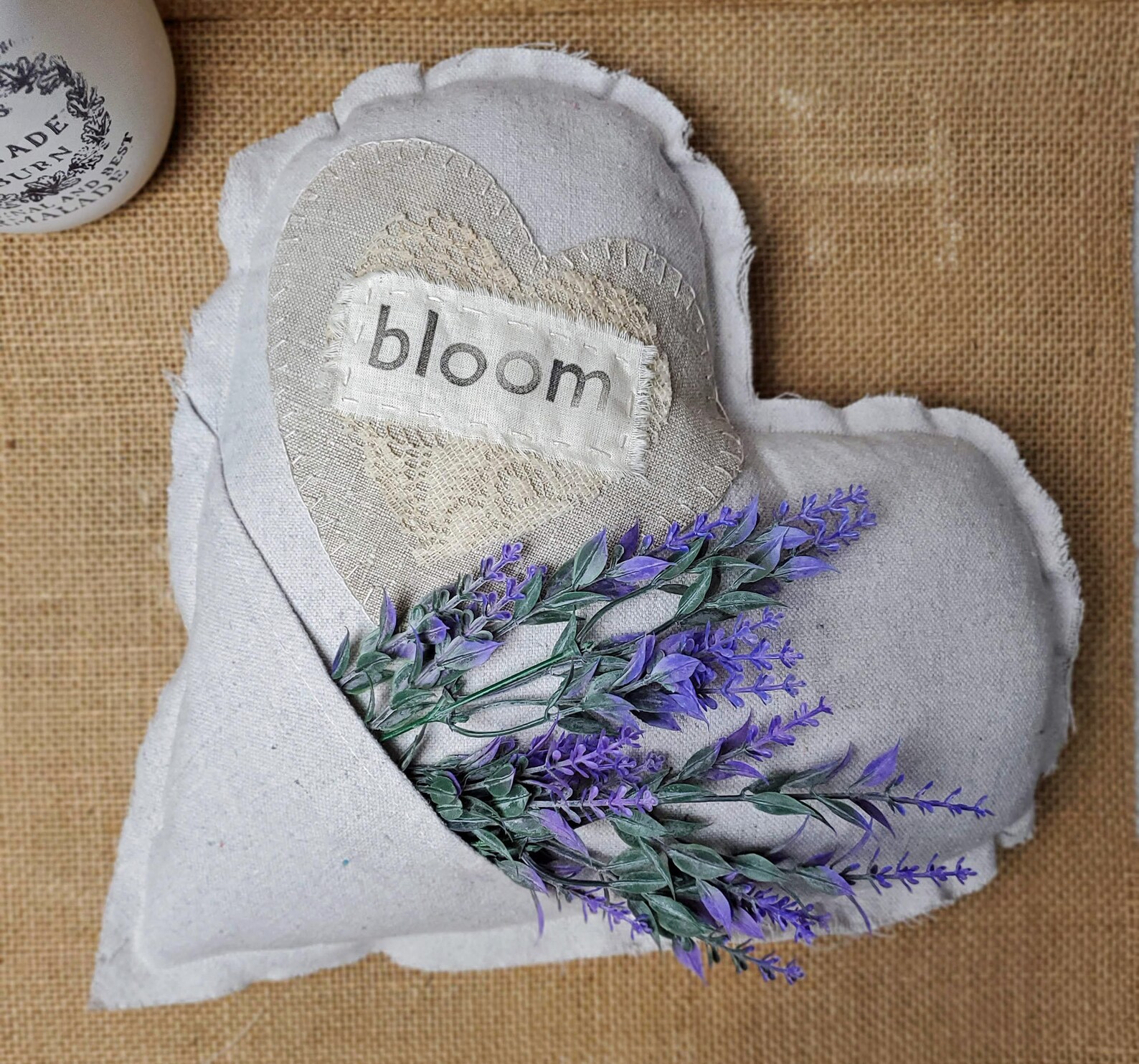 Lavender Heart Pillow With Vintage Linen and Lace Bloom Etsy