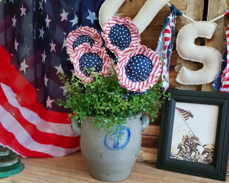 Handmade Flower Pokes Patriotic Red White and Blue - Etsy