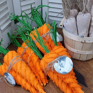 Chenille Fabric Carrots Set of 3 Easter Decor Spring Farmhouse Shabby Cottage Chic Centerpiece Tiered Tray Table Bowl Filler 202001050 image 5