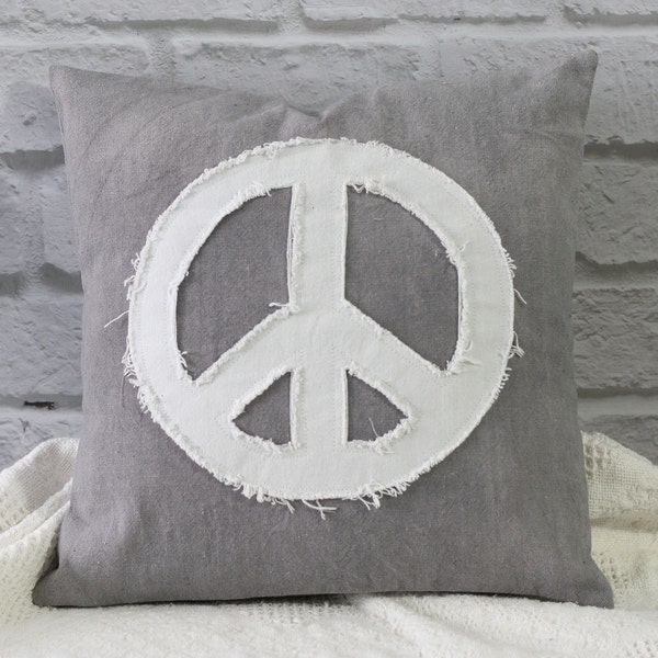 16" Applique Peace Sign Pillow Cover