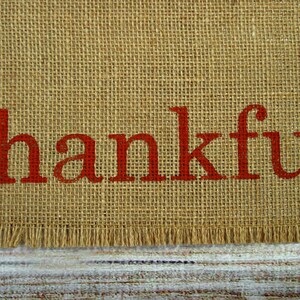 Thanksgiving Placemats Burlap Placemats 4 Reversible Placemats, Hand Painted Lettered Table Mats Farmhouse Decor Place Mats image 5