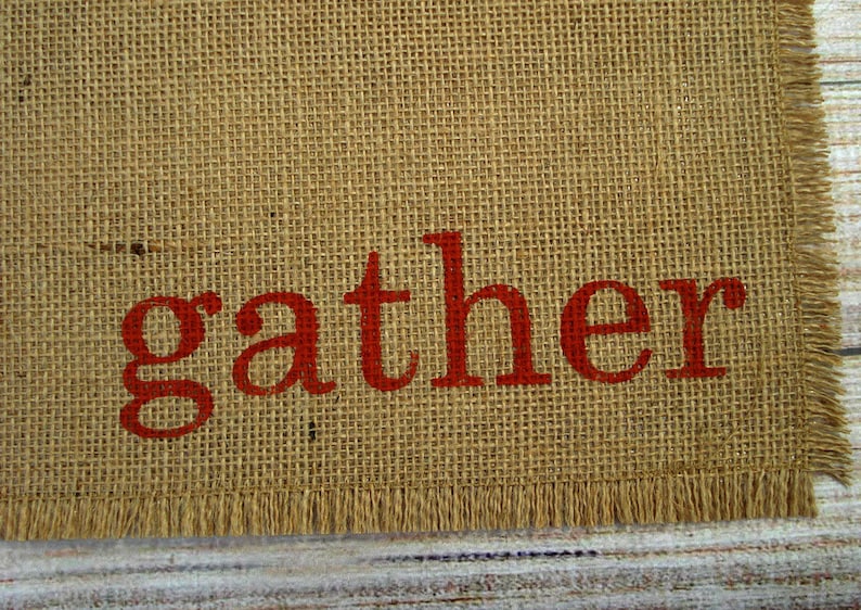 Thanksgiving Placemats Burlap Placemats 4 Reversible Placemats, Hand Painted Lettered Table Mats Farmhouse Decor Place Mats image 2