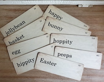 Easter Flash Cards Distressed Vintage Style Set of 9 Large Size Easter Jellybean basket egg hippity bunny hoppity peeps