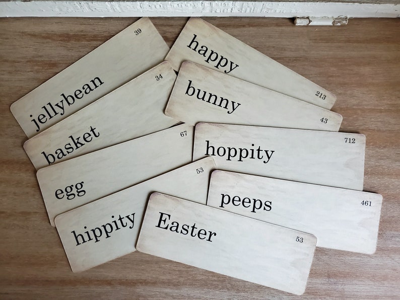 Easter Flash Cards Distressed Vintage Style Set of 9 Large Size Easter Jellybean basket egg hippity bunny hoppity peeps image 1