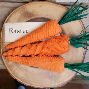 Chenille Fabric Carrots Set of 3 Easter Decor Spring Farmhouse Shabby Cottage Chic Centerpiece Tiered Tray Table Bowl Filler 202001050 image 1