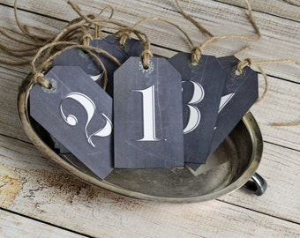 Set of 20 Chalkboard Numbered Tag Gift Tag HangTag Wedding Table Number Tag