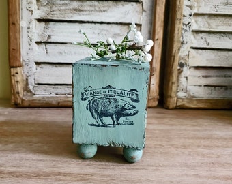 rustic farmhouse-style Riser Butcher Block Replica - Sheep logo