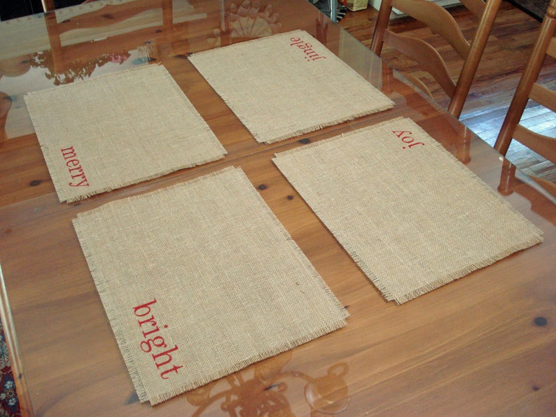 Christmas Placemats Burlap Placemats 4 Reversible Placemats Etsy