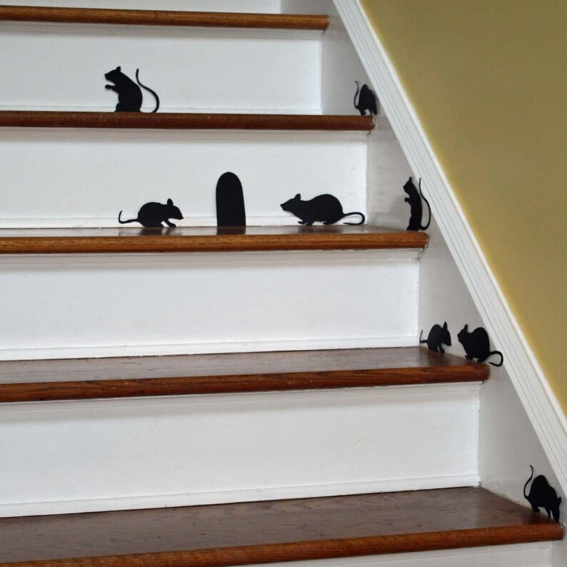 Halloween Decor Wall Decal Creepy Stair Mice with Mouse Hole image 4