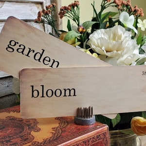 Garden Flash Cards Distressed Vintage Style Set of 9  Large size: garden vegetable seeds plant bloom grow sun flower rain