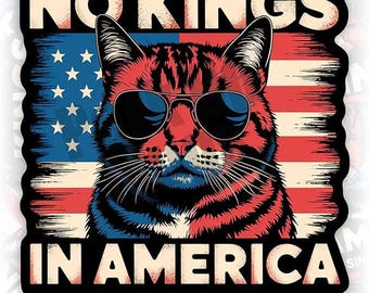 Sticker patriottische kat: 4 juli vinylsticker - No Kings in America