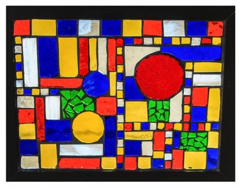 Mosaic Window Panel, "Geometry," Stained Glass