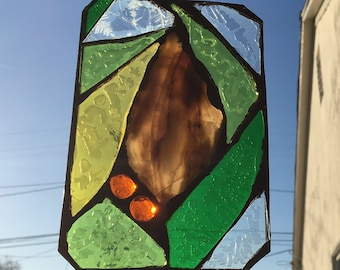 Suncatcher, Agate and Stained Glass Mosaic