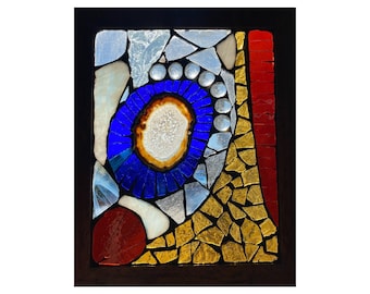 Mosaic Window Art, "Agate in Blue" - Stained Glass
