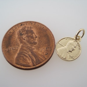 Miniature 14K Gold Penny - Solid Gold - Charm -pennies From