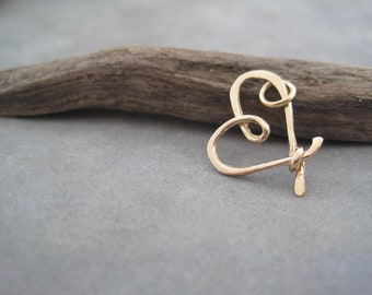 Miniature 14K Heart Charm - Wrapped in Love -Solid Gold - Charm - Unique - Custom Design - Romantic - Love -  Meaningful