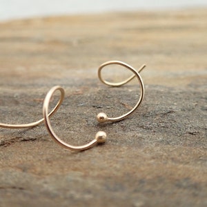 Squiggle Earrings - 14K - Seedling Sprouts - Solid Gold - Small Lightweight Earrings