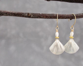 Light,  Bright and White Mother of Pearl  Earrings - Shell Earrings - White - Summer Style
