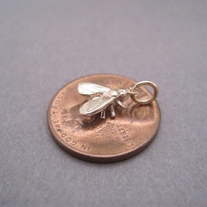 14K Yellow Gold Fly Charm- Solid Gold - Insect Pendant - Spirit Animal - Realistic - Perseverance - Tenacity - Meaningful  - Fly Jewelry