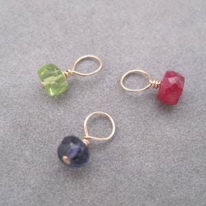 14K Solid Gold  - Tiny Semi Precious Birthstone Drops - Birthstone Jewelry- Semi Precious Stones  - Birthstone Charms