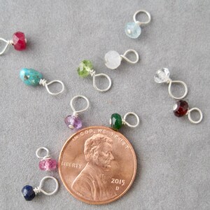 Tiny Semi Precious Birthstone Drop - Birthstone Jewelry - Birthstone -Family Tree - Silver and Semi Precious Stones - Birthstone Charms