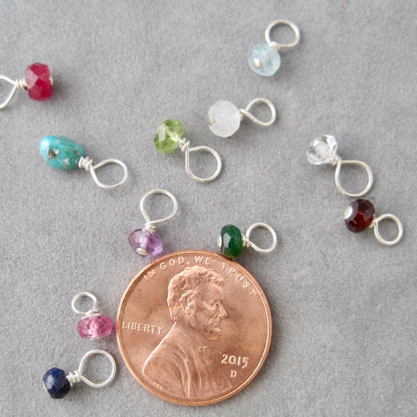 Tiny Semi Precious Birthstone Drop - Birthstone Jewelry - Birthstone -Family Tree - Silver and Semi Precious Stones - Birthstone Charms