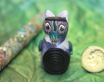 Cute handmade polymer clay desk pen and owl gift set