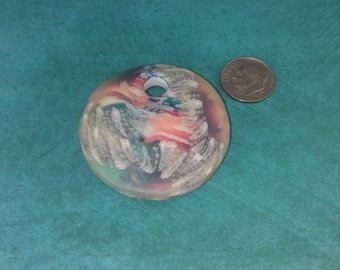 Pretty polymer clay focal bead colorful translucent clay