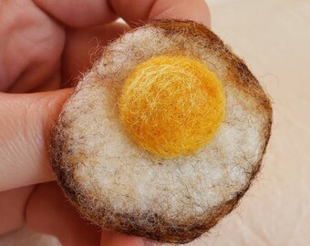 Wool Fried Egg Brooch - Felted Jewelry