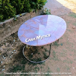 Handcrafted Rose Quartz Table Top: Luxury Gemstone Furniture