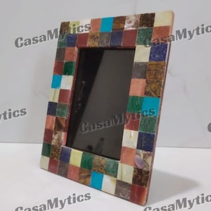 Handmade Gemstone Picture Frame | Rustic Crystal Photo Frame | Natural Healing Stone Art | Unique Gift for Home Decor & Valentine’s Day
