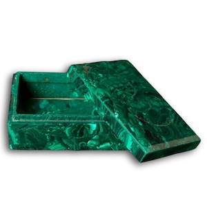 Natural Malachite Jewelry Box | Handmade Gemstone Storage Box | Luxury Gift for Her | Green Crystal Trinket Box | Unique Christmas Gift