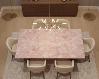 Handmade Rose Quartz Agate Table Top | Luxury Stone Furniture